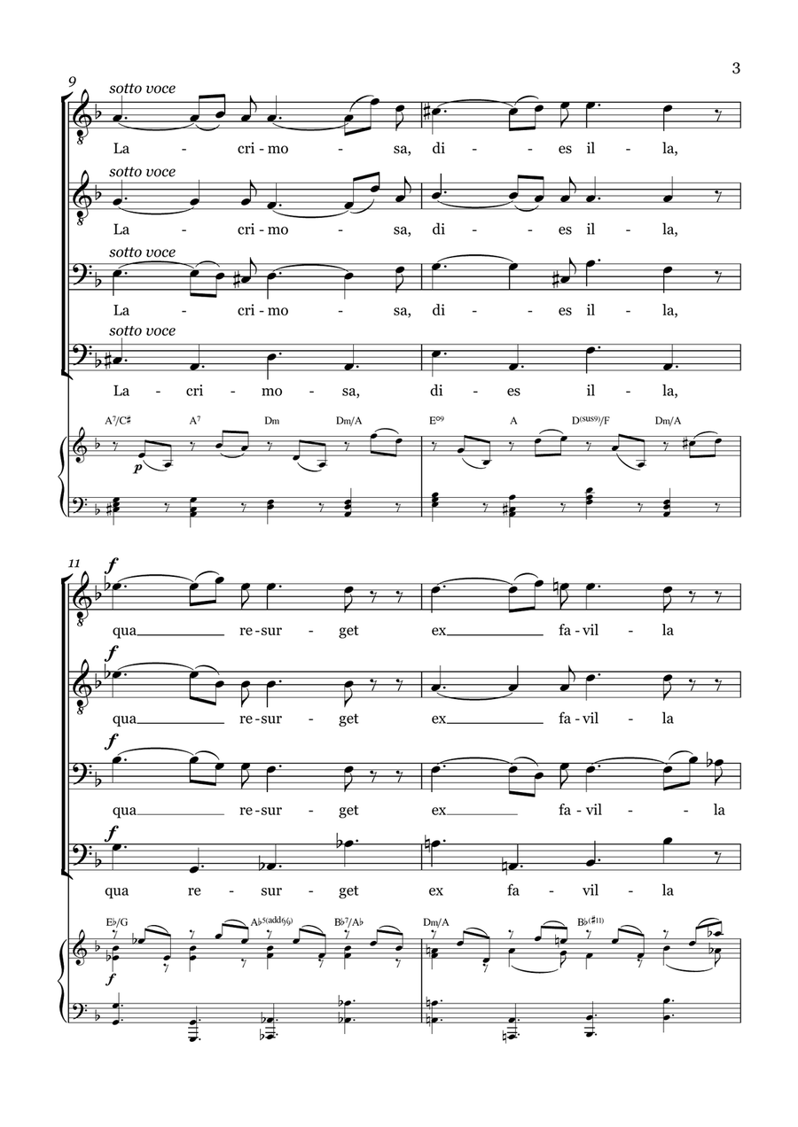 LACRIMOSA - From Requiem KV. 626 - For Choir TTBB (With chords) TTBB scores gallery preview page 6