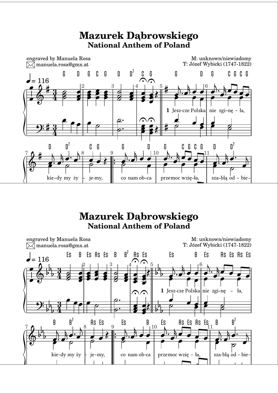 Mazurek Dąbrowskiego (Mazurek Dabrowskiego; Polish national anthem) Piano Method scores gallery preview page 4