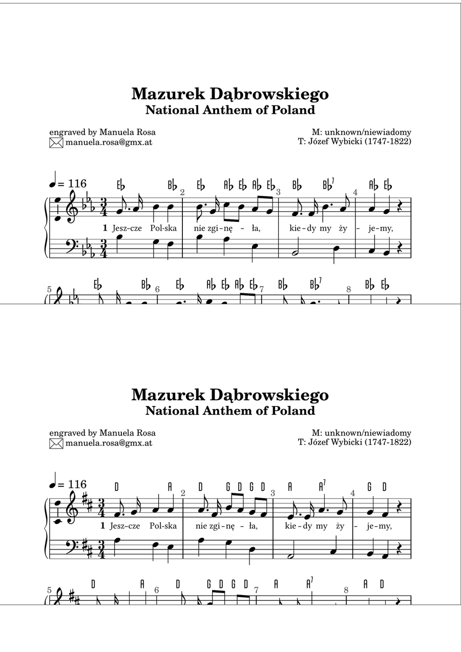 Mazurek Dąbrowskiego (Mazurek Dabrowskiego; Polish national anthem; easy piano version) Piano Method scores gallery preview page 2
