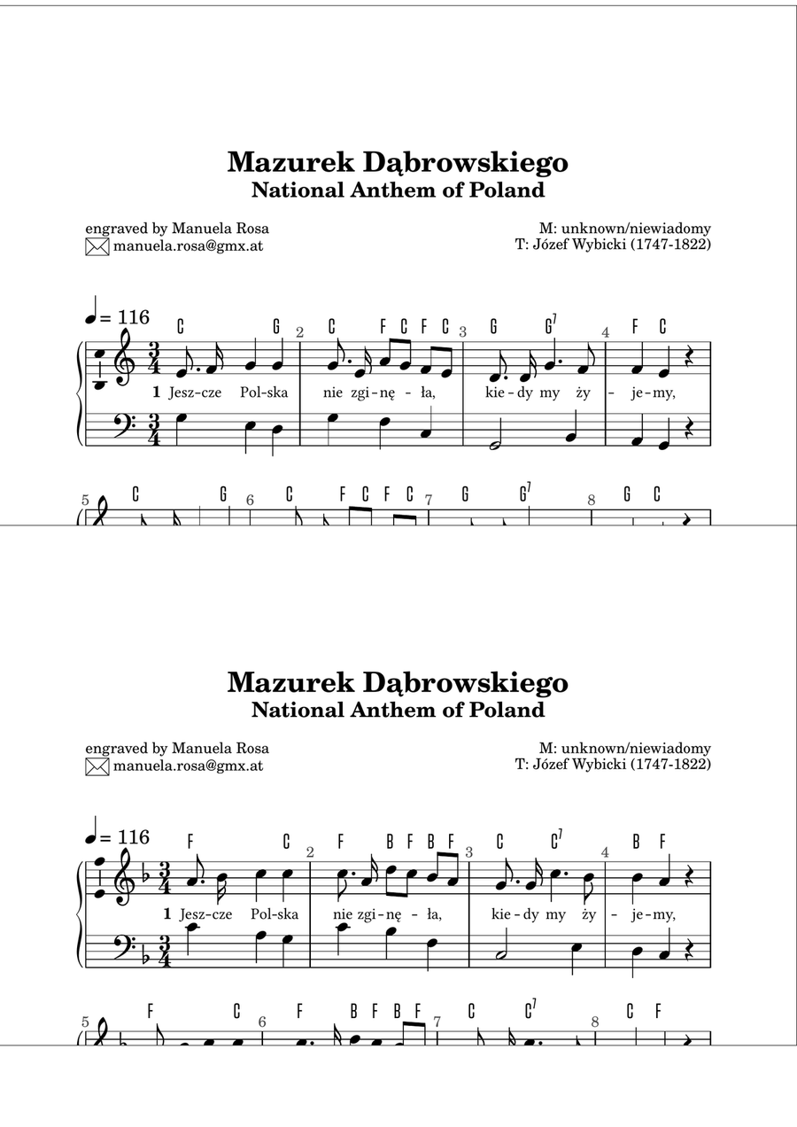 Mazurek Dąbrowskiego (Mazurek Dabrowskiego; Polish national anthem; easy piano version) Piano Method scores gallery preview page 3