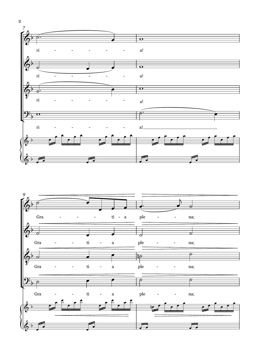 AVE MARIA - Bach/Gounod. For S.A.T.B Choir and Piano/Organ Accompaniment 4-Part scores gallery preview page 2