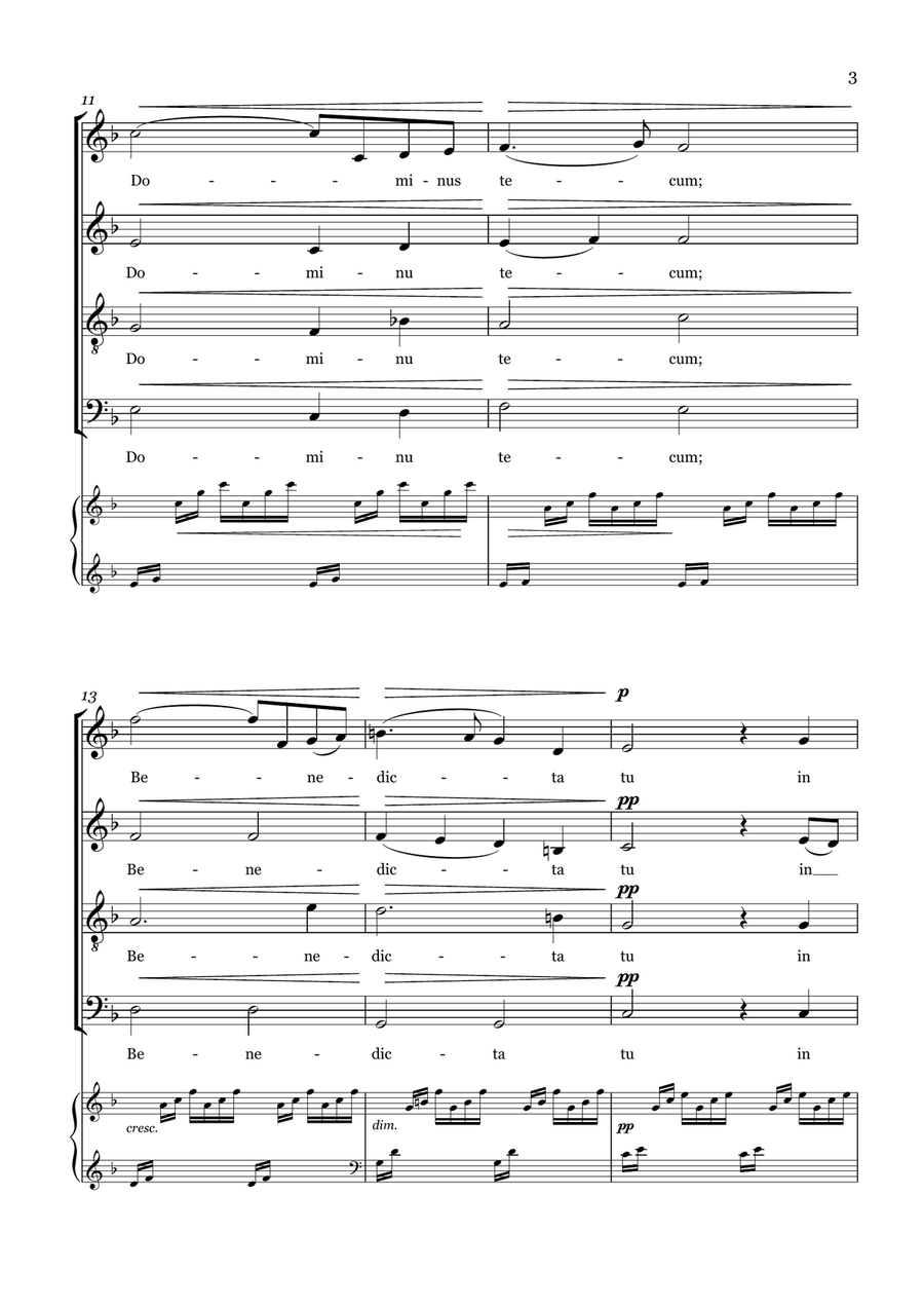 AVE MARIA - Bach/Gounod. For S.A.T.B Choir and Piano/Organ Accompaniment 4-Part scores gallery preview page 3