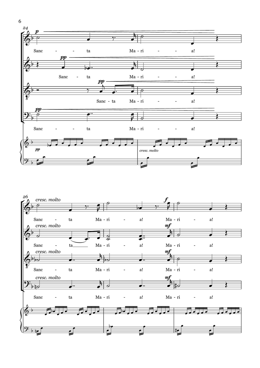 AVE MARIA - Bach/Gounod. For S.A.T.B Choir and Piano/Organ Accompaniment 4-Part scores gallery preview page 6