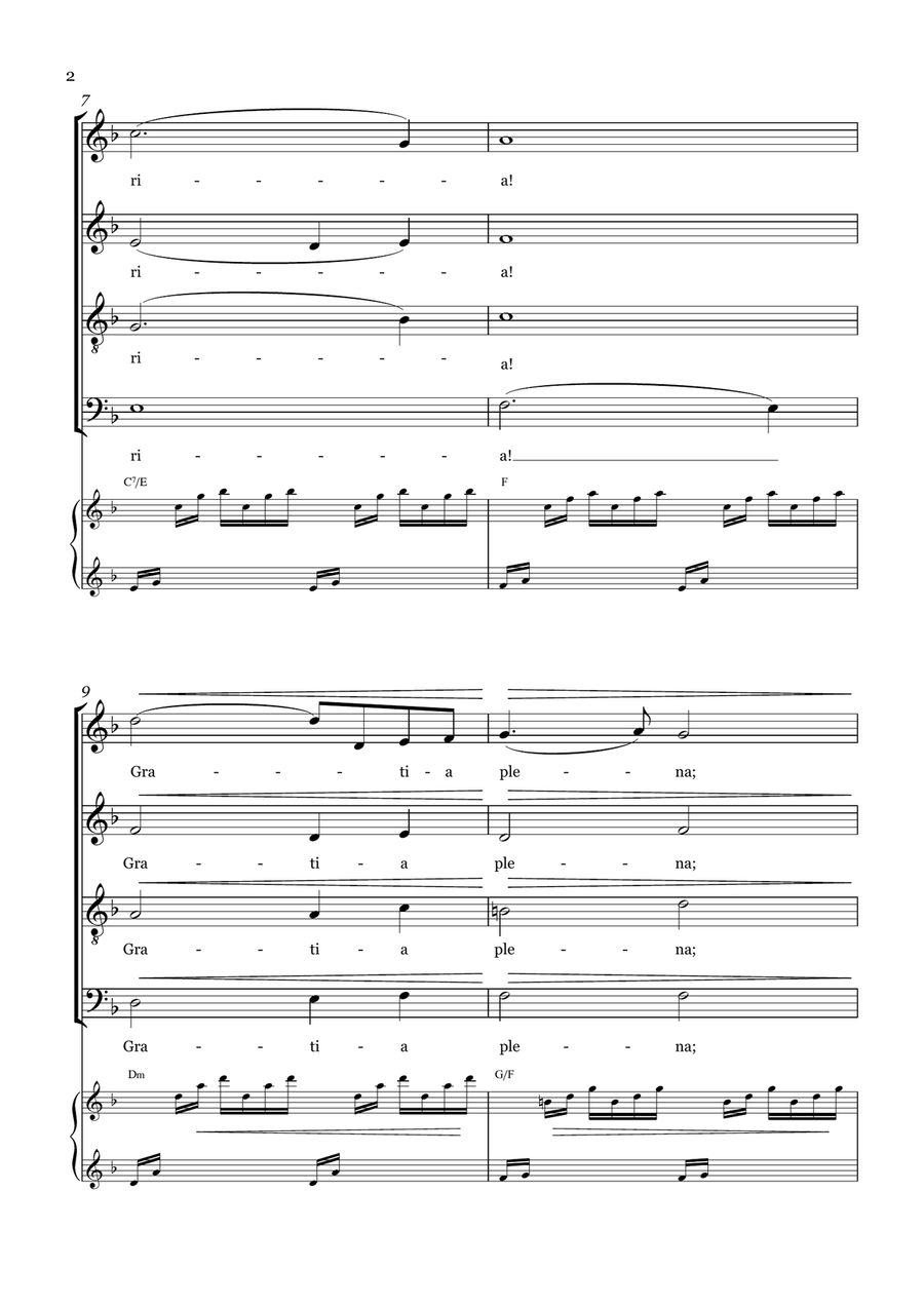 AVE MARIA - Bach/Gounod. For S.A.T.B Choir and Piano/Organ Accompaniment 4-Part scores gallery preview page 2