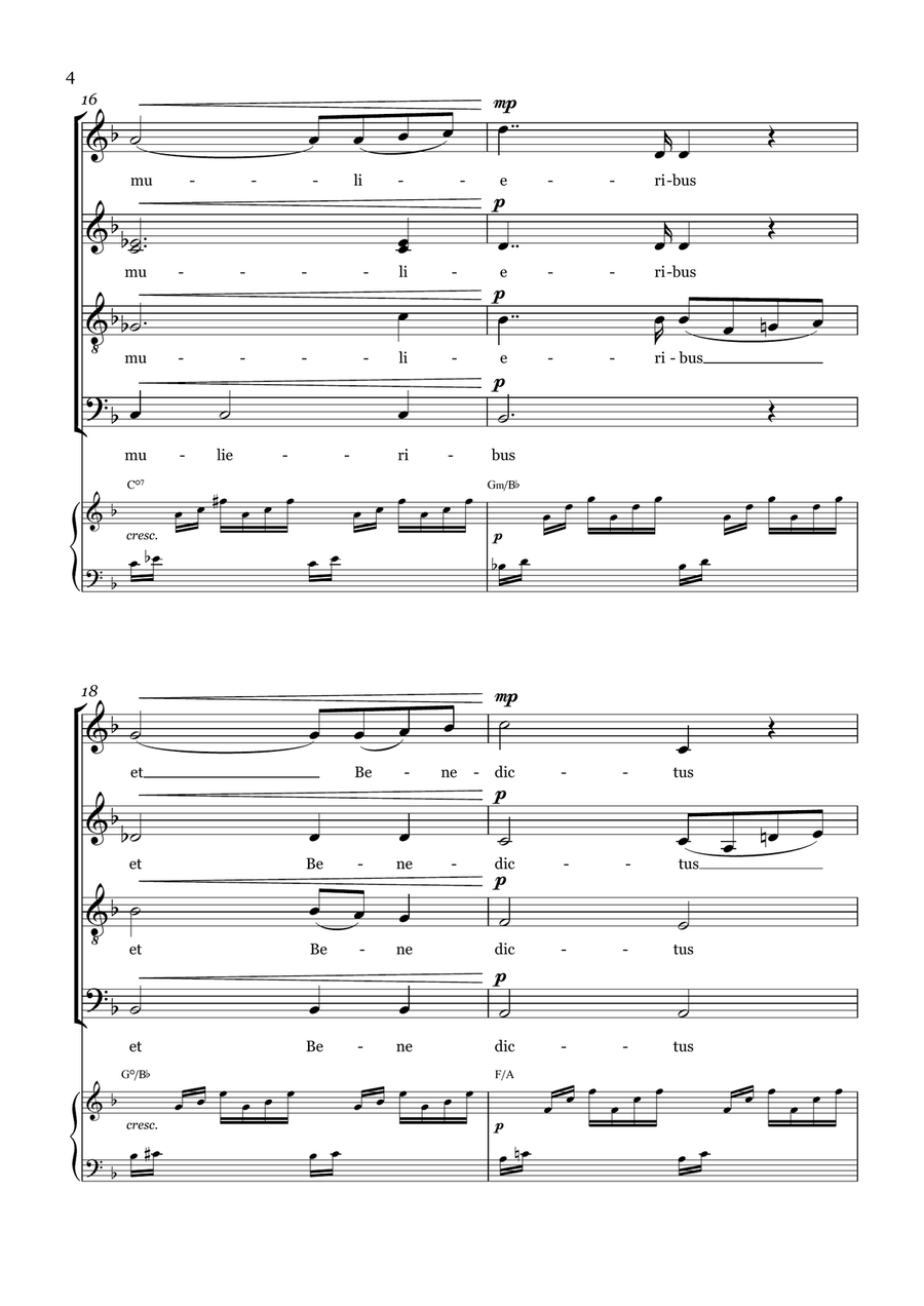 AVE MARIA - Bach/Gounod. For S.A.T.B Choir and Piano/Organ Accompaniment 4-Part scores gallery preview page 4