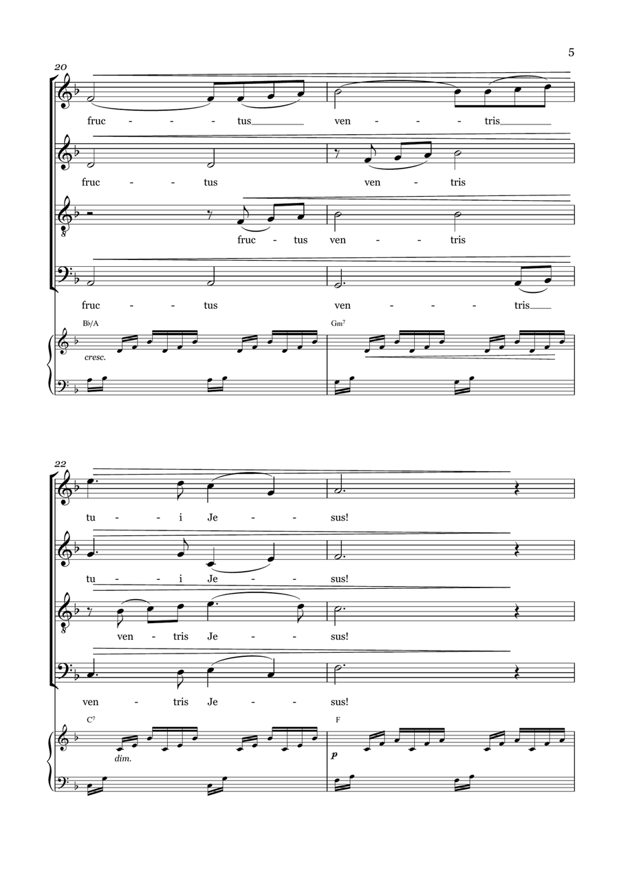 AVE MARIA - Bach/Gounod. For S.A.T.B Choir and Piano/Organ Accompaniment 4-Part scores gallery preview page 5