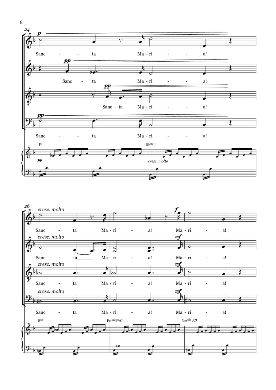 AVE MARIA - Bach/Gounod. For S.A.T.B Choir and Piano/Organ Accompaniment 4-Part scores gallery preview page 6