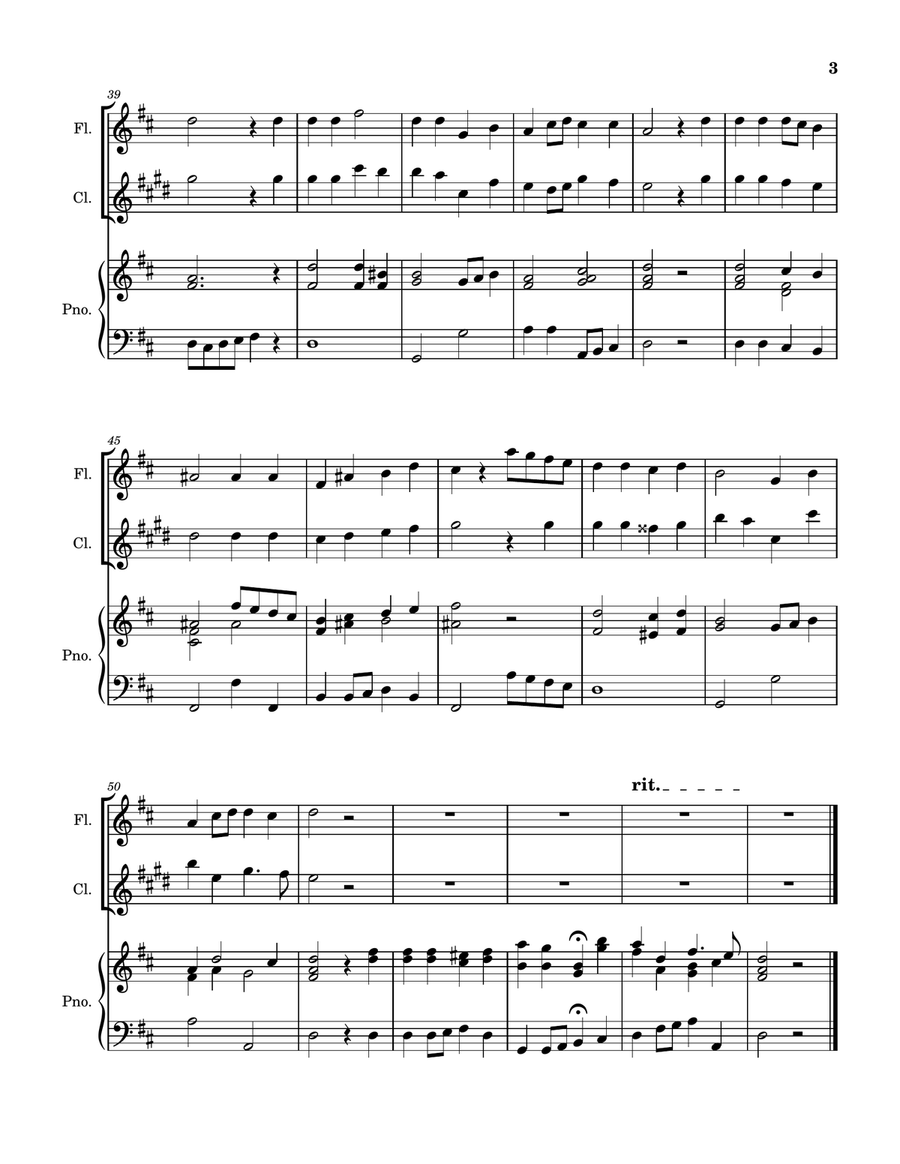 O Little Town of Bethlehem - Flute and Clarinet with Piano accompaniment Woodwind Duet scores gallery preview page 4