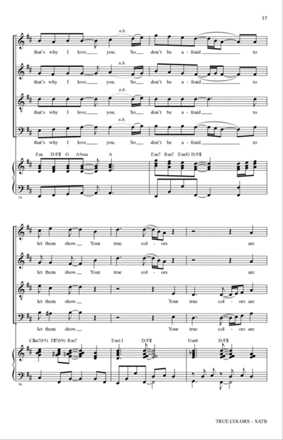 True Colors (arr. Tim Brent) 4-Part scores gallery preview page 11
