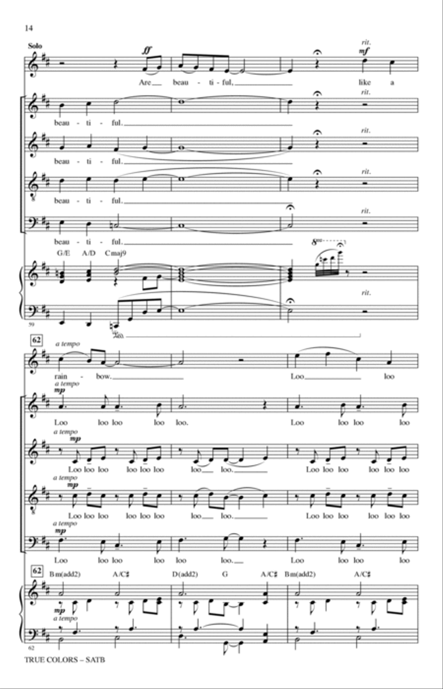 True Colors (arr. Tim Brent) 4-Part scores gallery preview page 12