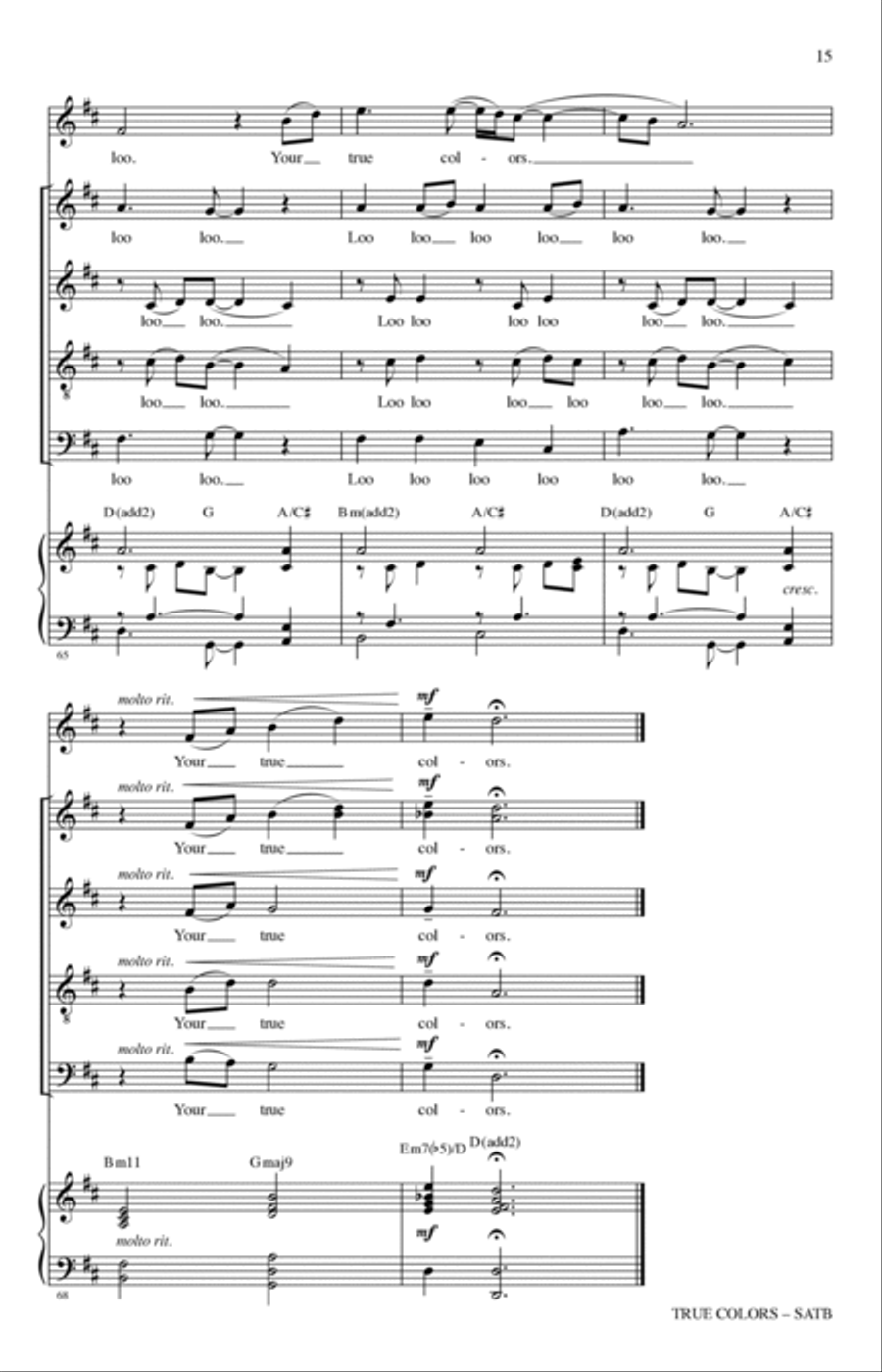True Colors (arr. Tim Brent) 4-Part scores gallery preview page 13