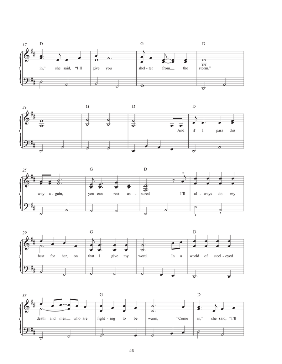 Shelter From The Storm Shelter From The Storm Easy Piano scores gallery preview page 2