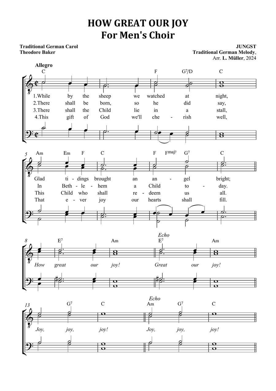 How Great Our Joy - For Men's Choir TTBB TTBB scores gallery preview page 2