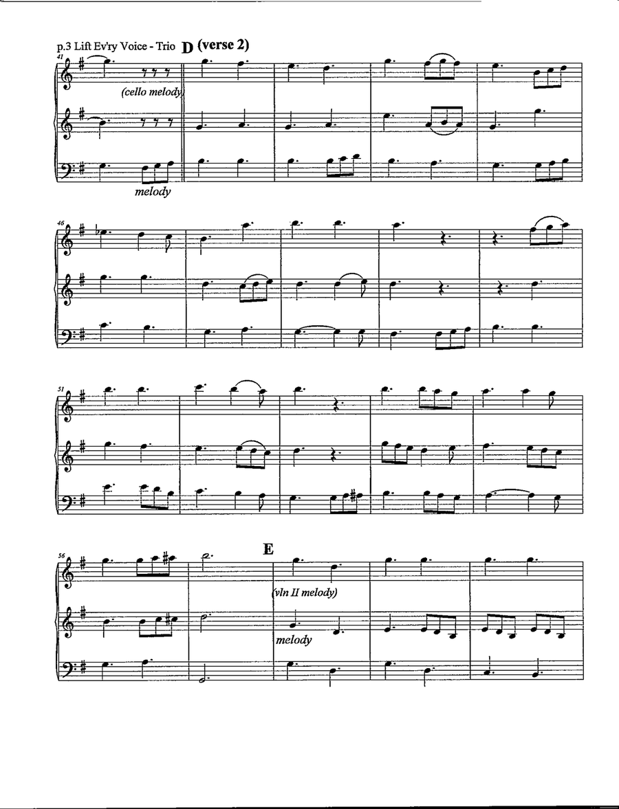 Lift Ev'ry Voice and Sing String Trio scores gallery preview page 4