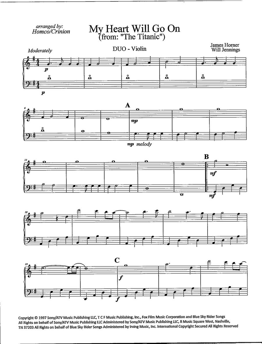 My Heart Will Go On (Love Theme From 'titanic') String Duet scores gallery preview page 2