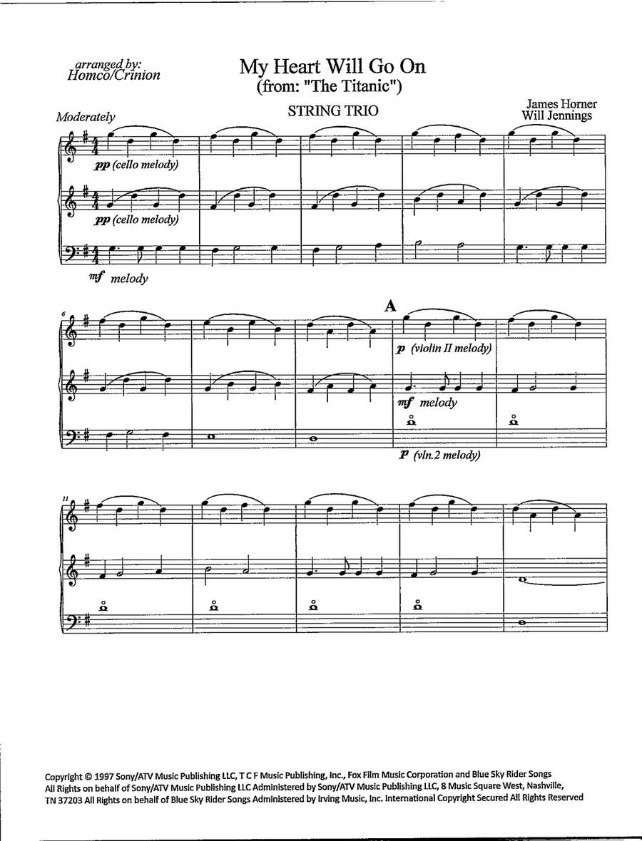 My Heart Will Go On (Love Theme From 'titanic') String Trio scores gallery preview page 2