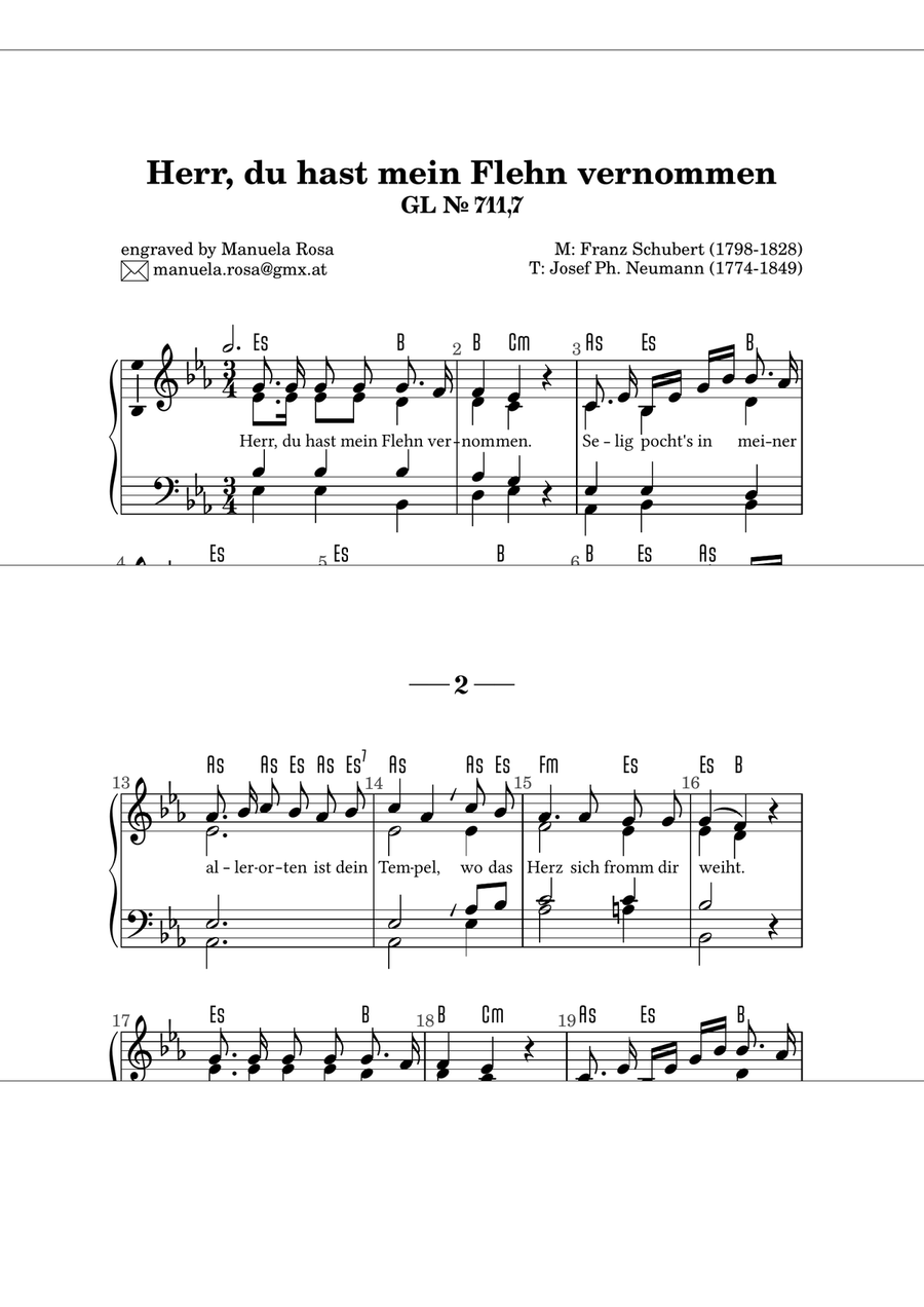 Herr, du hast mein Flehn vernommen (Gotteslob 711 Nr. 7) Piano Method scores gallery preview page 2
