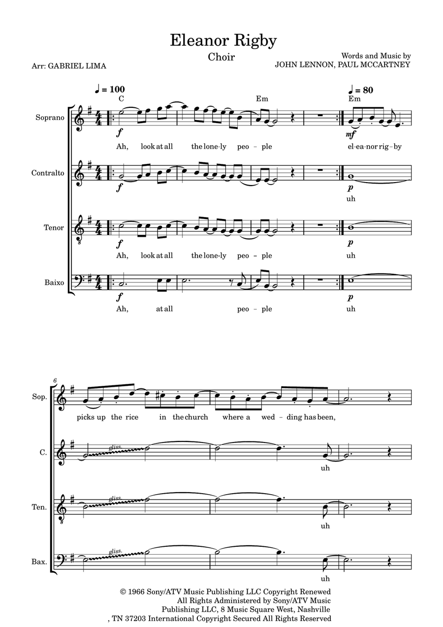 Eleanor Rigby Eleanor Rigby 4-Part scores gallery preview page 1