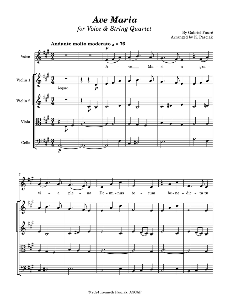 Ave Maria (for Voice & String Quartet) String Quartet scores gallery preview page 3