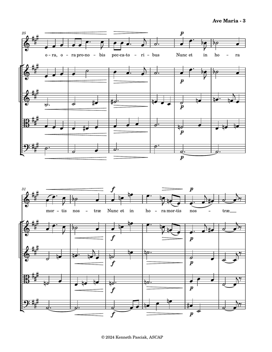 Ave Maria (for Voice & String Quartet) String Quartet scores gallery preview page 5
