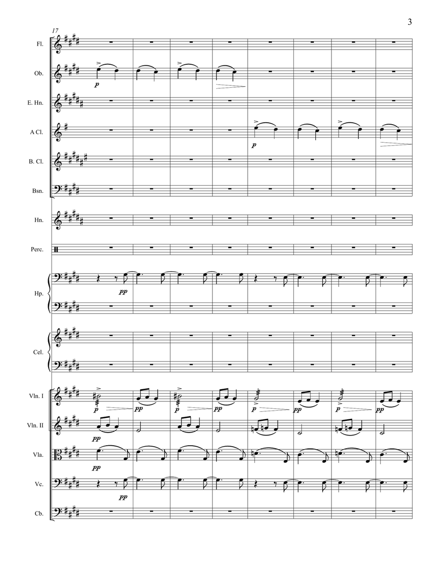C. Saint-Saëns: Berceuse pour piano à 4 mains , Op. 105, Orchestrated by A. Leytush - Score Only Chamber Orchestra scores gallery preview page 3