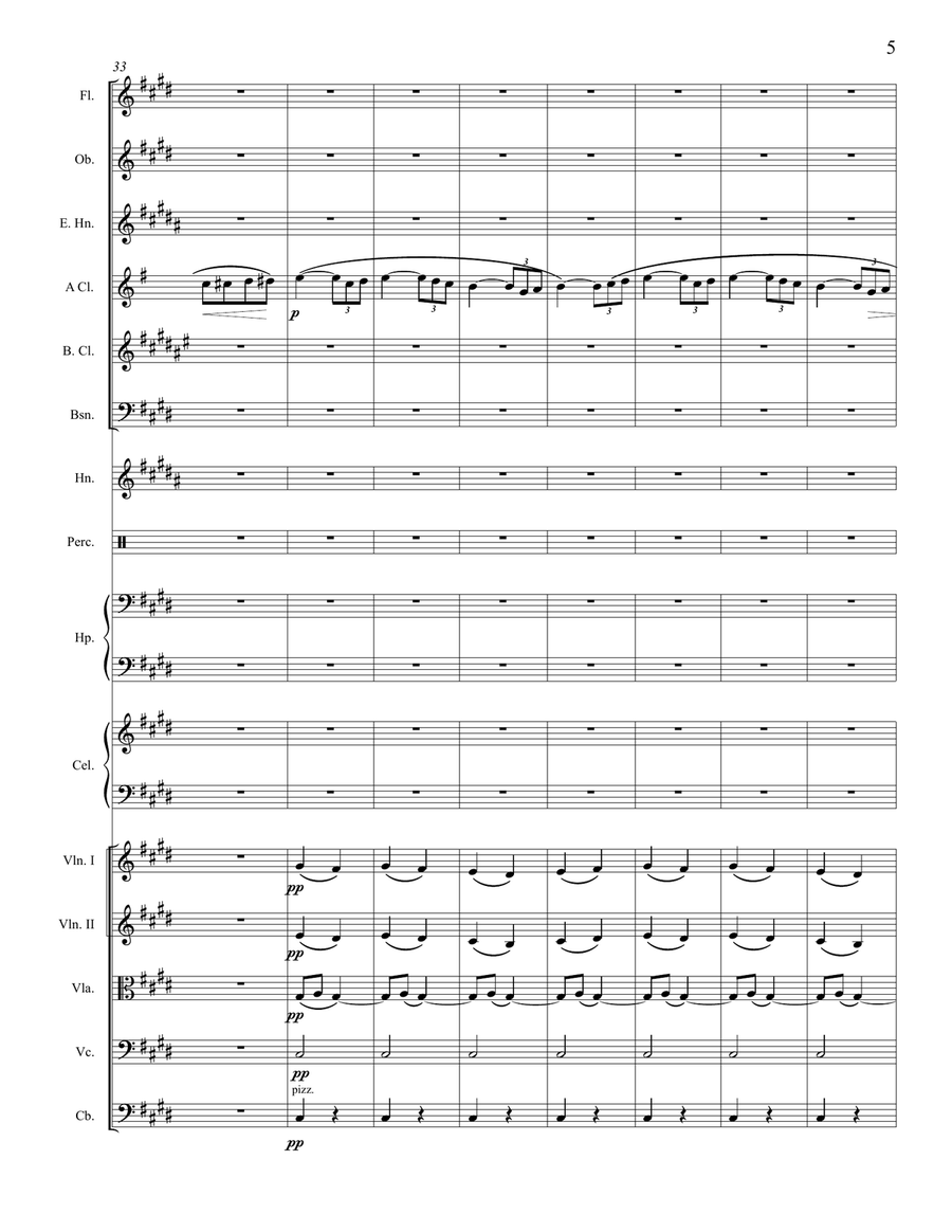 C. Saint-Saëns: Berceuse pour piano à 4 mains , Op. 105, Orchestrated by A. Leytush - Score Only Chamber Orchestra scores gallery preview page 5