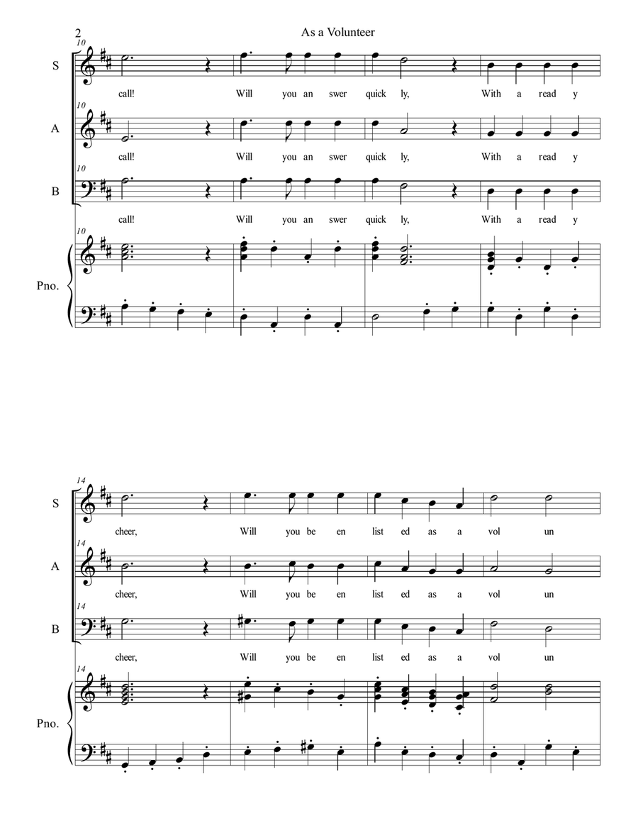 As a Volunteer As a Volunteer 3-Part scores gallery preview page 2