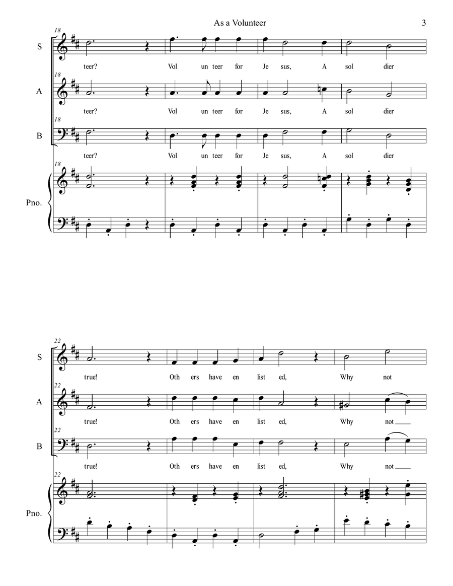 As a Volunteer As a Volunteer 3-Part scores gallery preview page 3