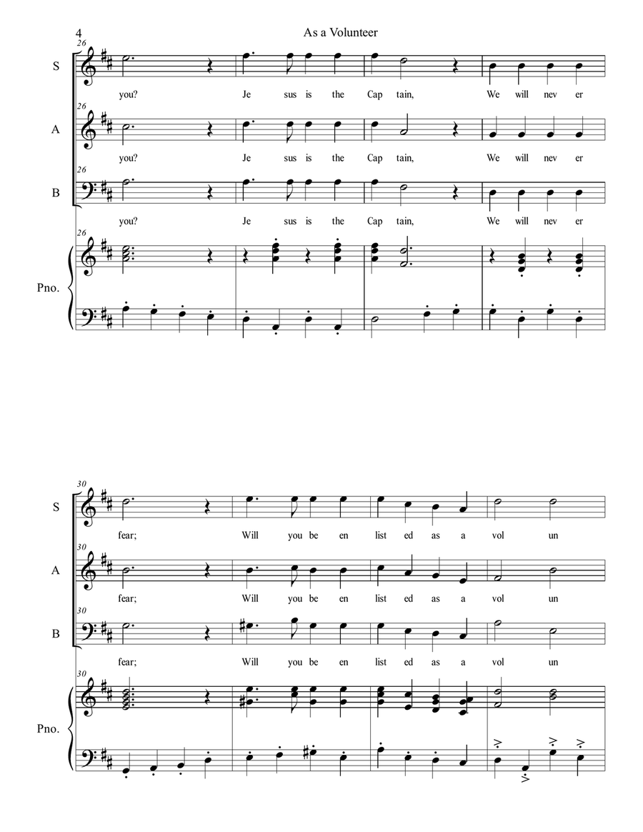 As a Volunteer As a Volunteer 3-Part scores gallery preview page 4