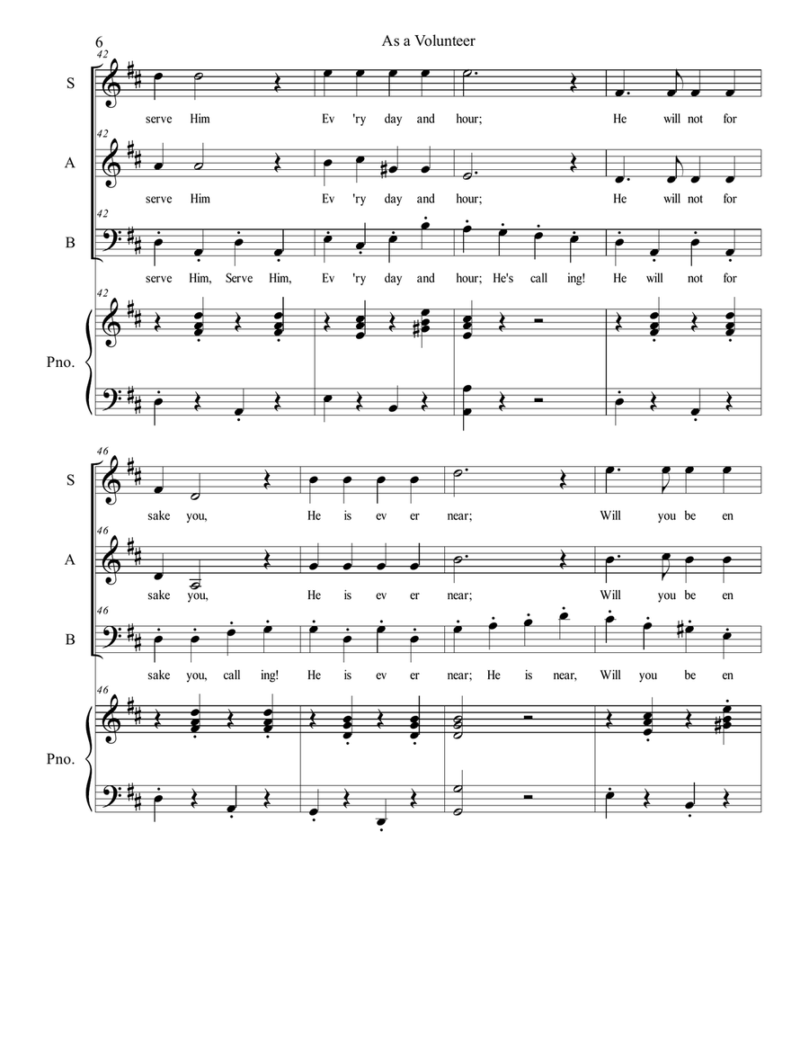 As a Volunteer As a Volunteer 3-Part scores gallery preview page 6