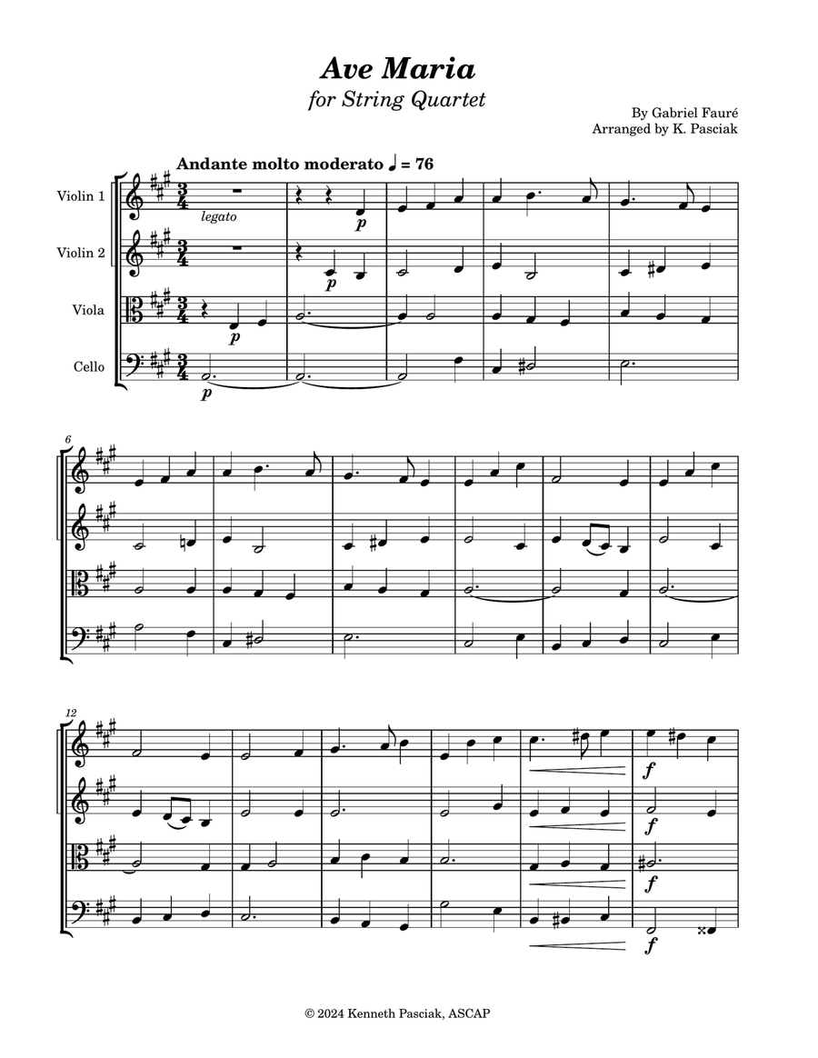 Ave Maria (String Quartet) String Quartet scores gallery preview page 3