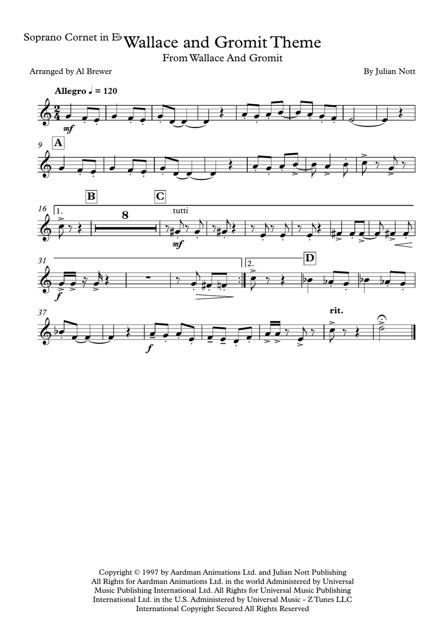 Wallace And Gromit Theme Brass Band scores gallery preview page 6