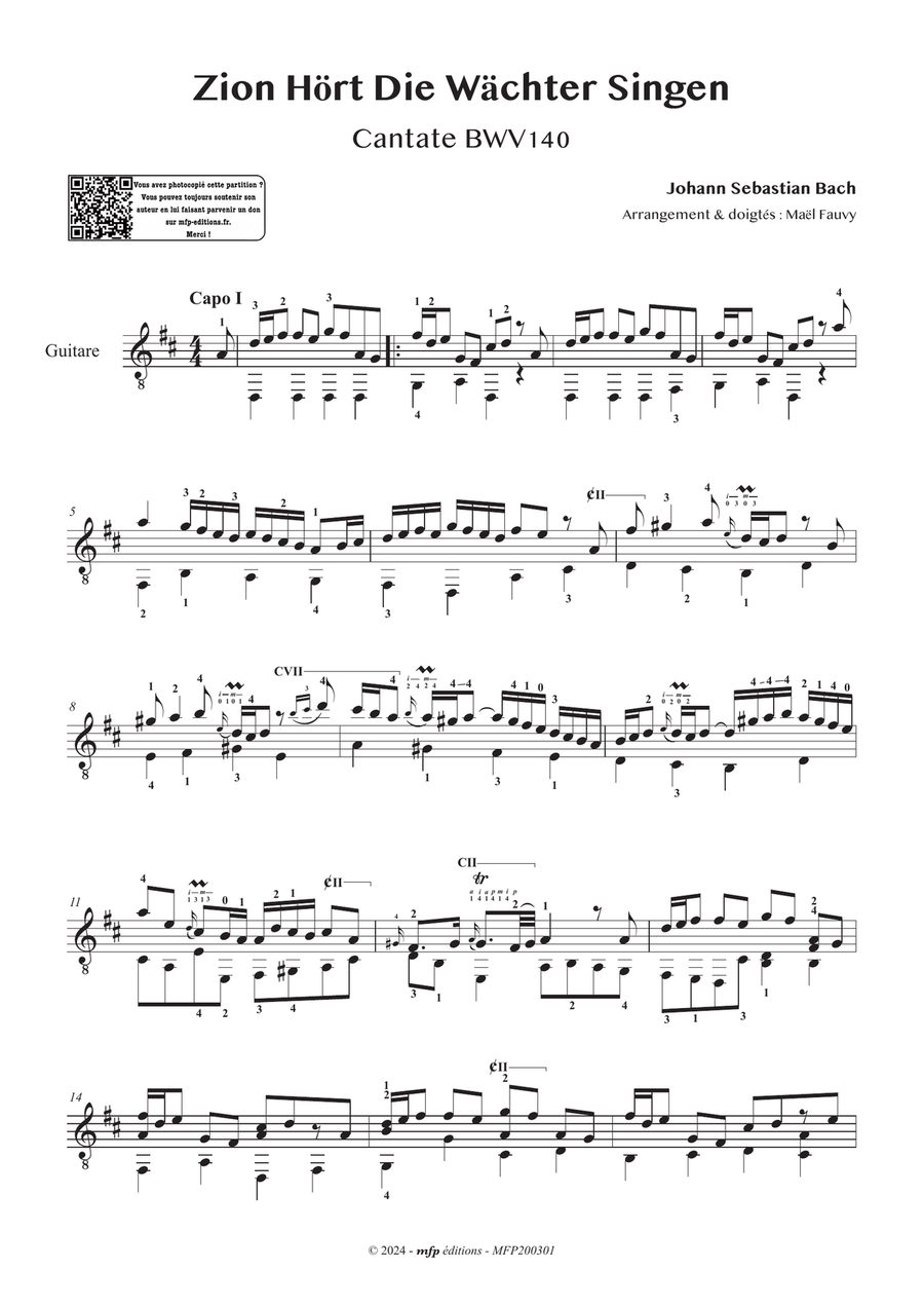 BACH – Two Cantata's Arias – BWV140-208 | Guitar | PDF Acoustic Guitar scores gallery preview page 3