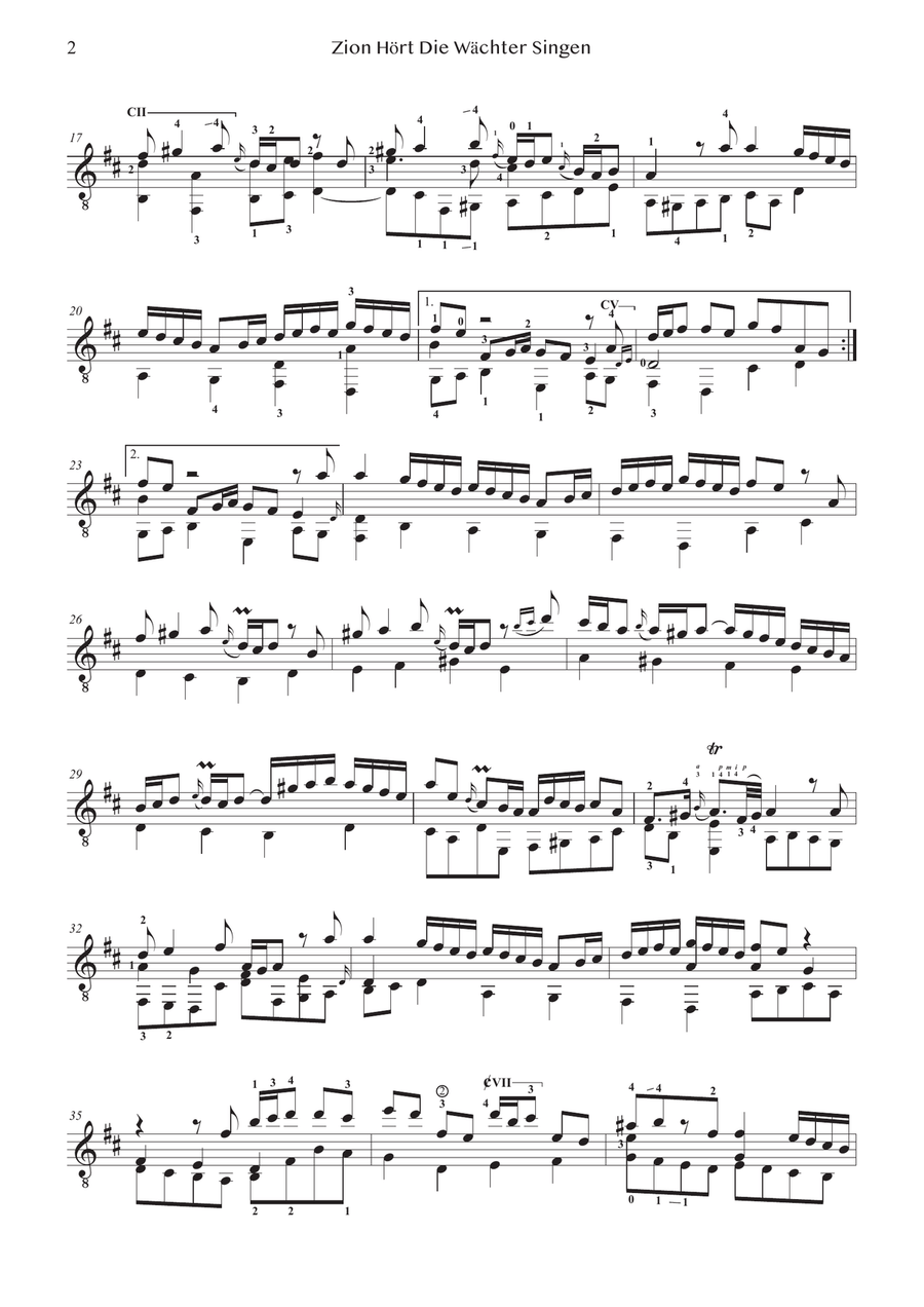 BACH – Two Cantata's Arias – BWV140-208 | Guitar | PDF Acoustic Guitar scores gallery preview page 4
