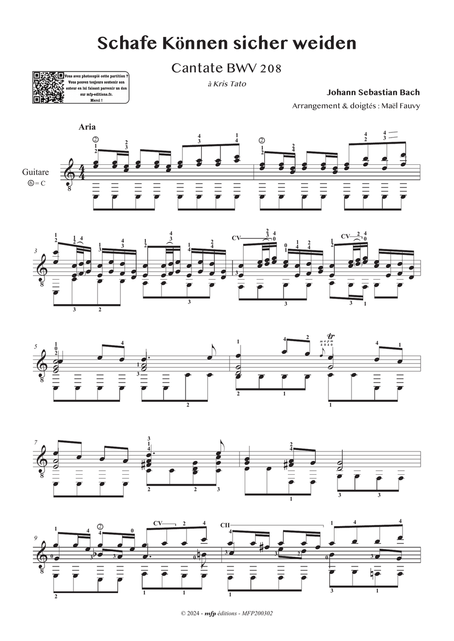 BACH – Two Cantata's Arias – BWV140-208 | Guitar | PDF Acoustic Guitar scores gallery preview page 6