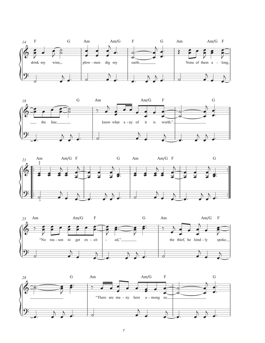 All Along The Watchtower All Along The Watchtower Easy Piano scores gallery preview page 2