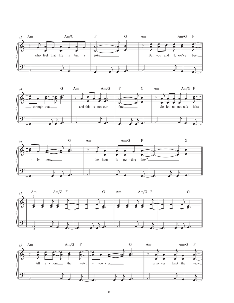 All Along The Watchtower All Along The Watchtower Easy Piano scores gallery preview page 3