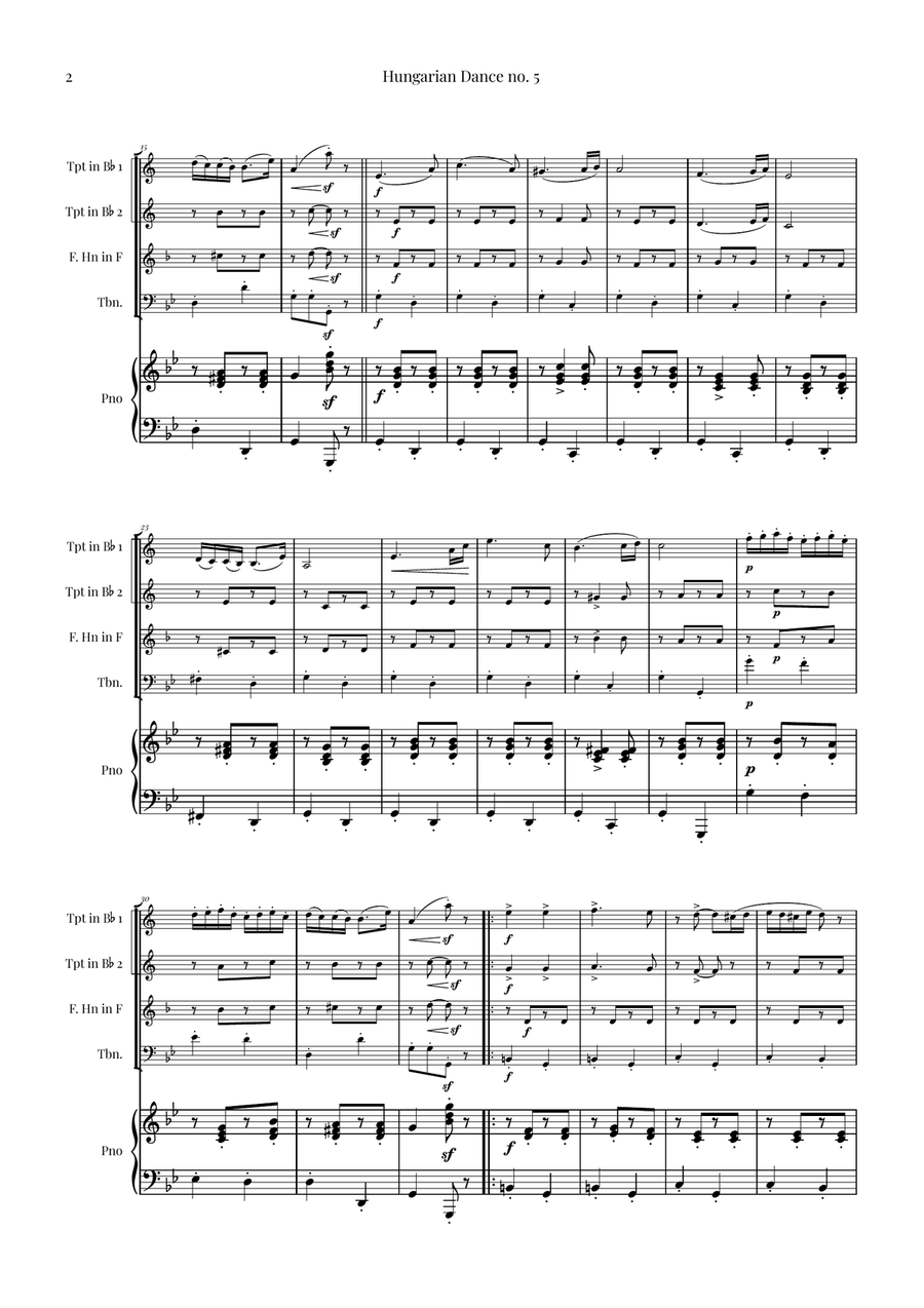 Hungarian Dance No. 5 Brass Quartet scores gallery preview page 2