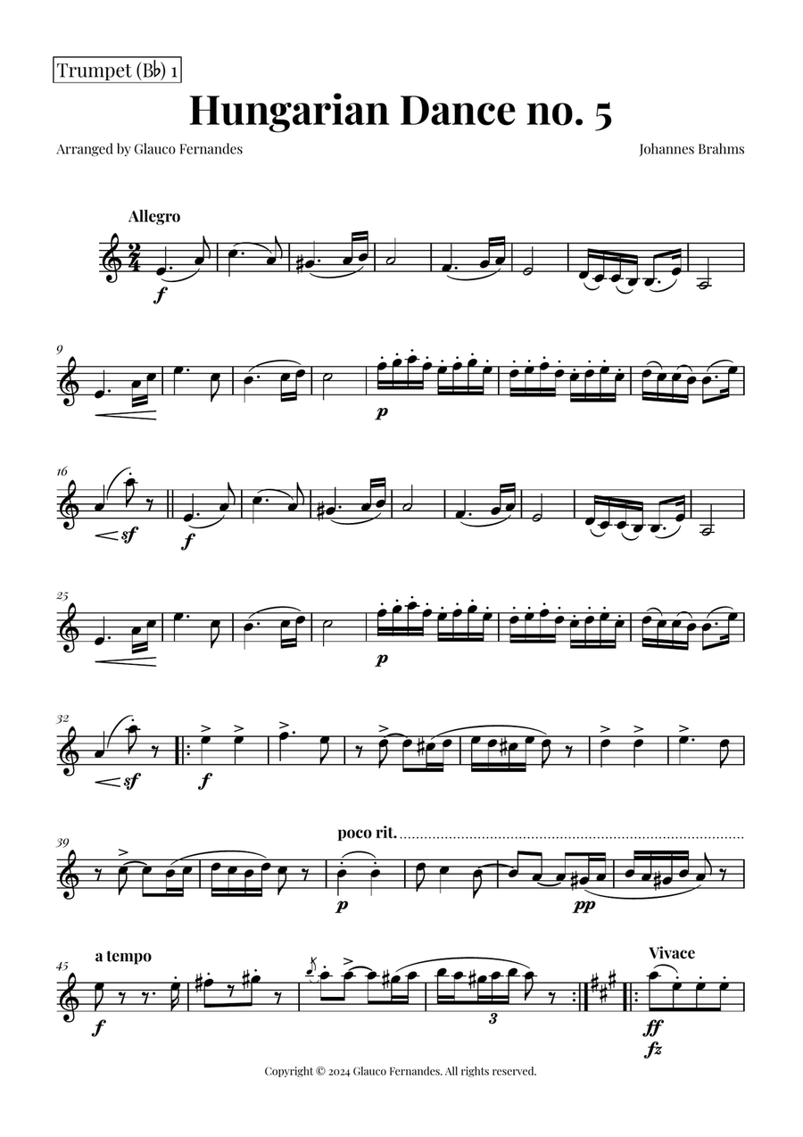 Hungarian Dance No. 5 Brass Quartet scores gallery preview page 6