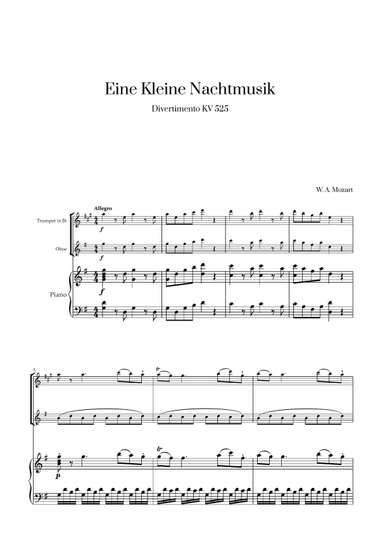 W. A. Mozart - Eine Kleine Nachtmusik (for Trumpet, Oboe and Piano)