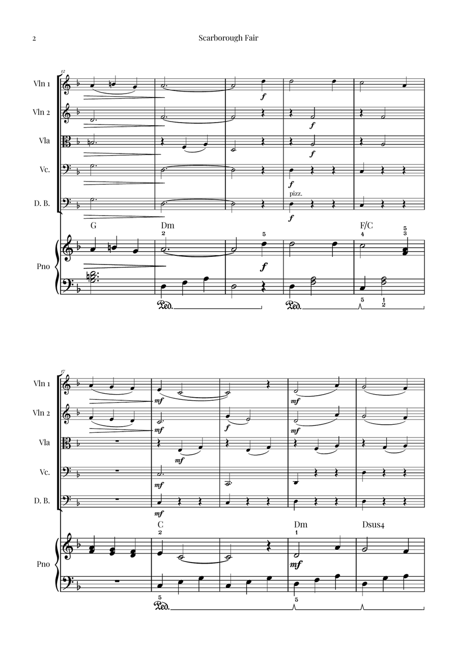 Scarborough Fair String Orchestra scores gallery preview page 2