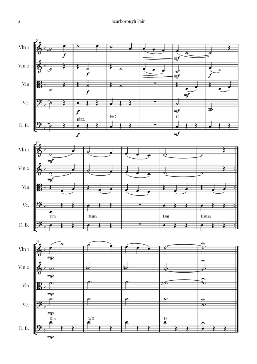 Scarborough Fair String Orchestra scores gallery preview page 2