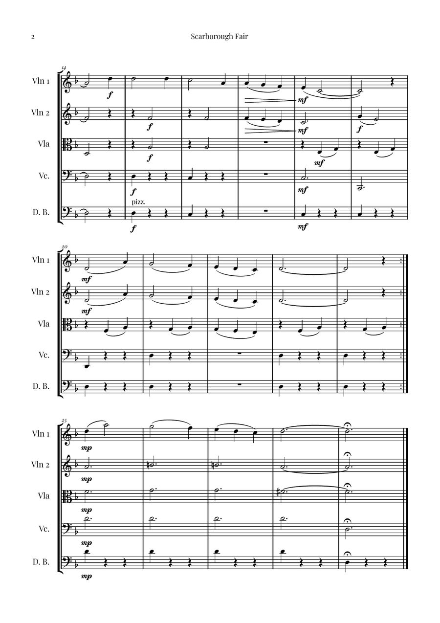 Scarborough Fair String Orchestra scores gallery preview page 2