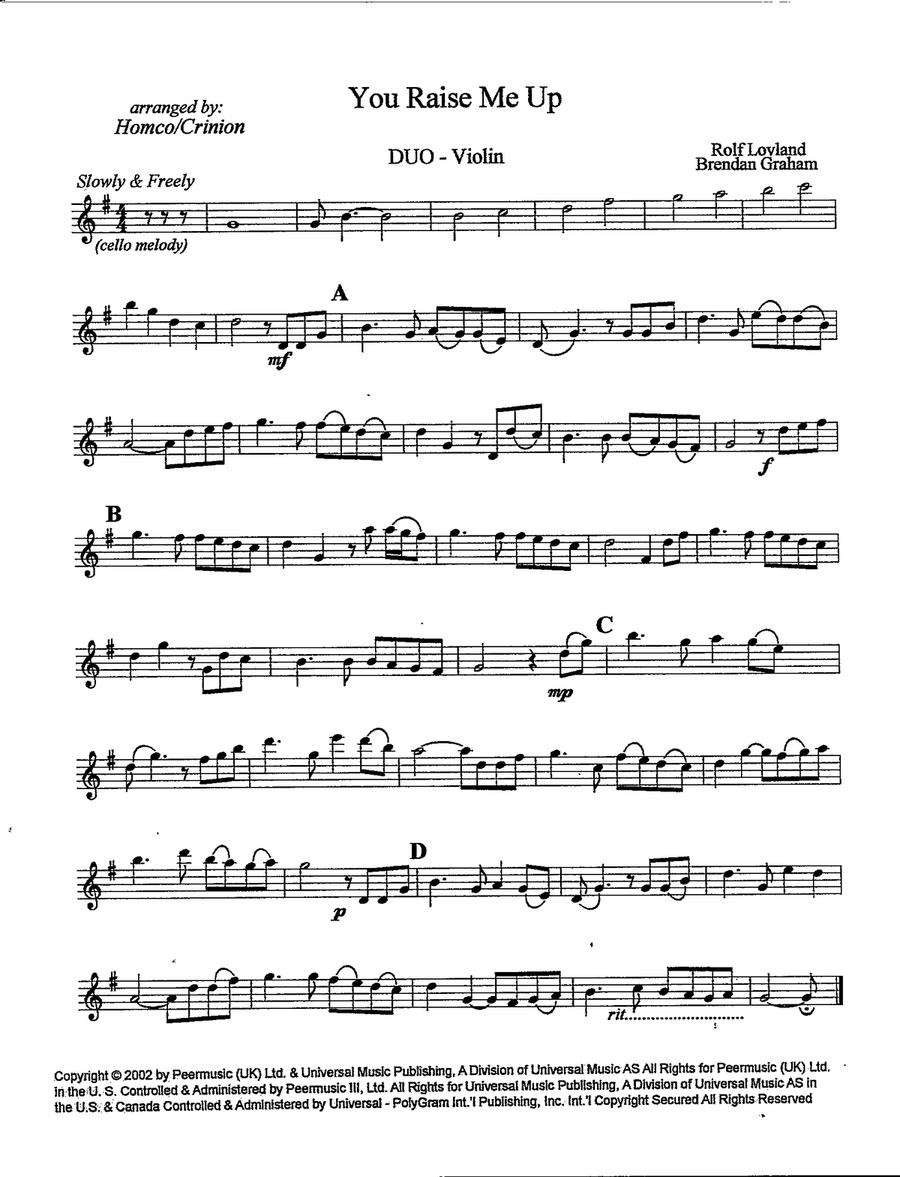 You Raise Me Up String Duet scores gallery preview page 2
