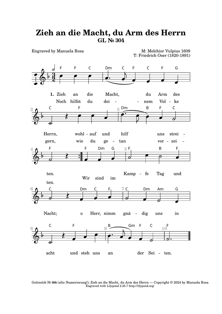 Zieh an die Macht, du Arm des Herrn (Gotteslob 304 - alte Numerierung!) Piano Method scores gallery preview page 4