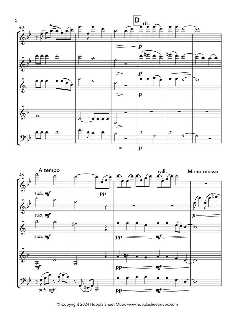 Nobody Knows the Trouble I've Seen Woodwind Quintet scores gallery preview page 6