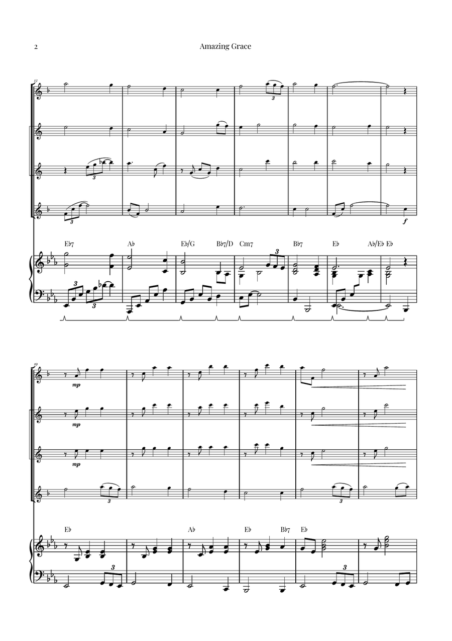 Amazing Grace Saxophone Quartet scores gallery preview page 2