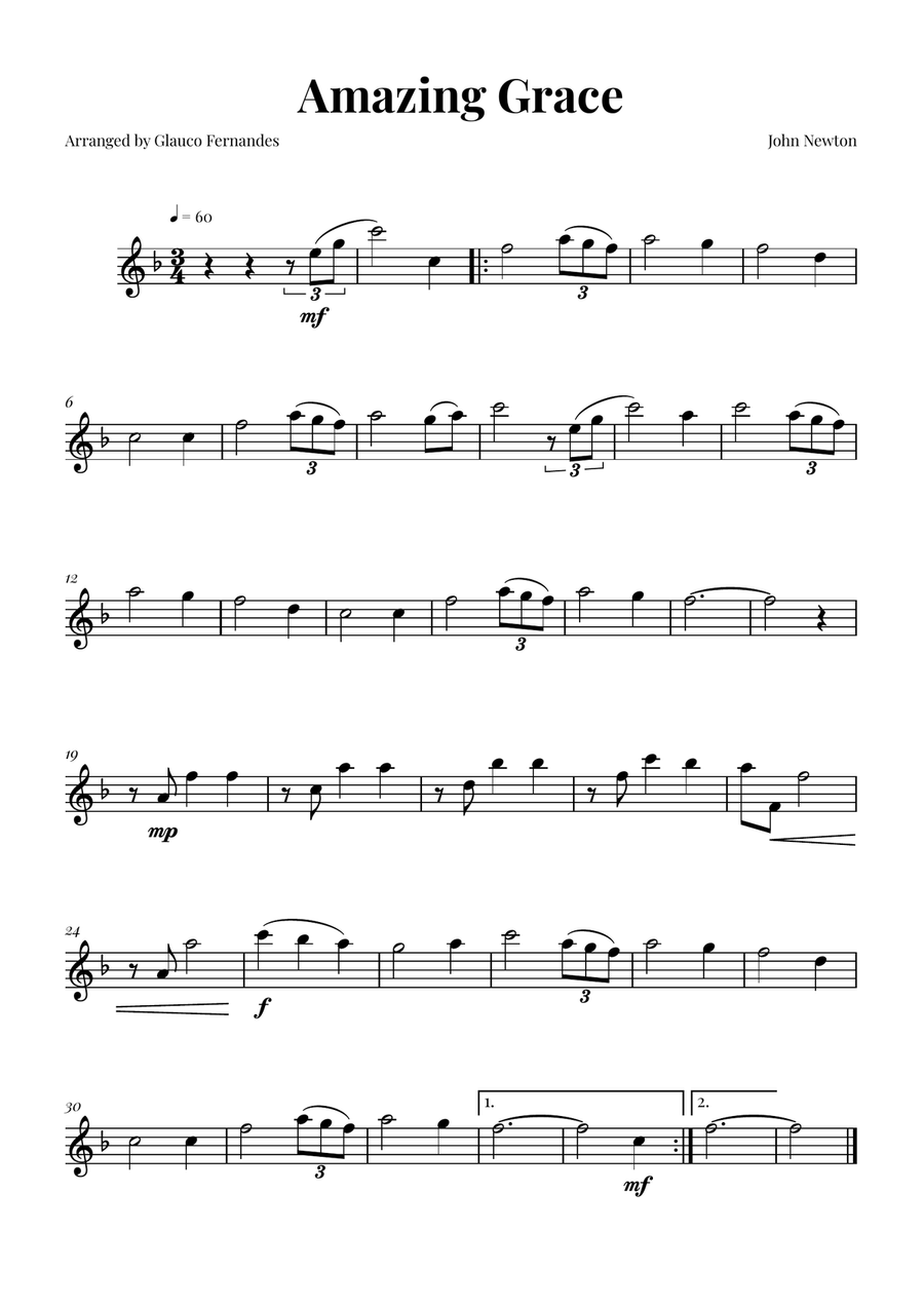 Amazing Grace Saxophone Quartet scores gallery preview page 4