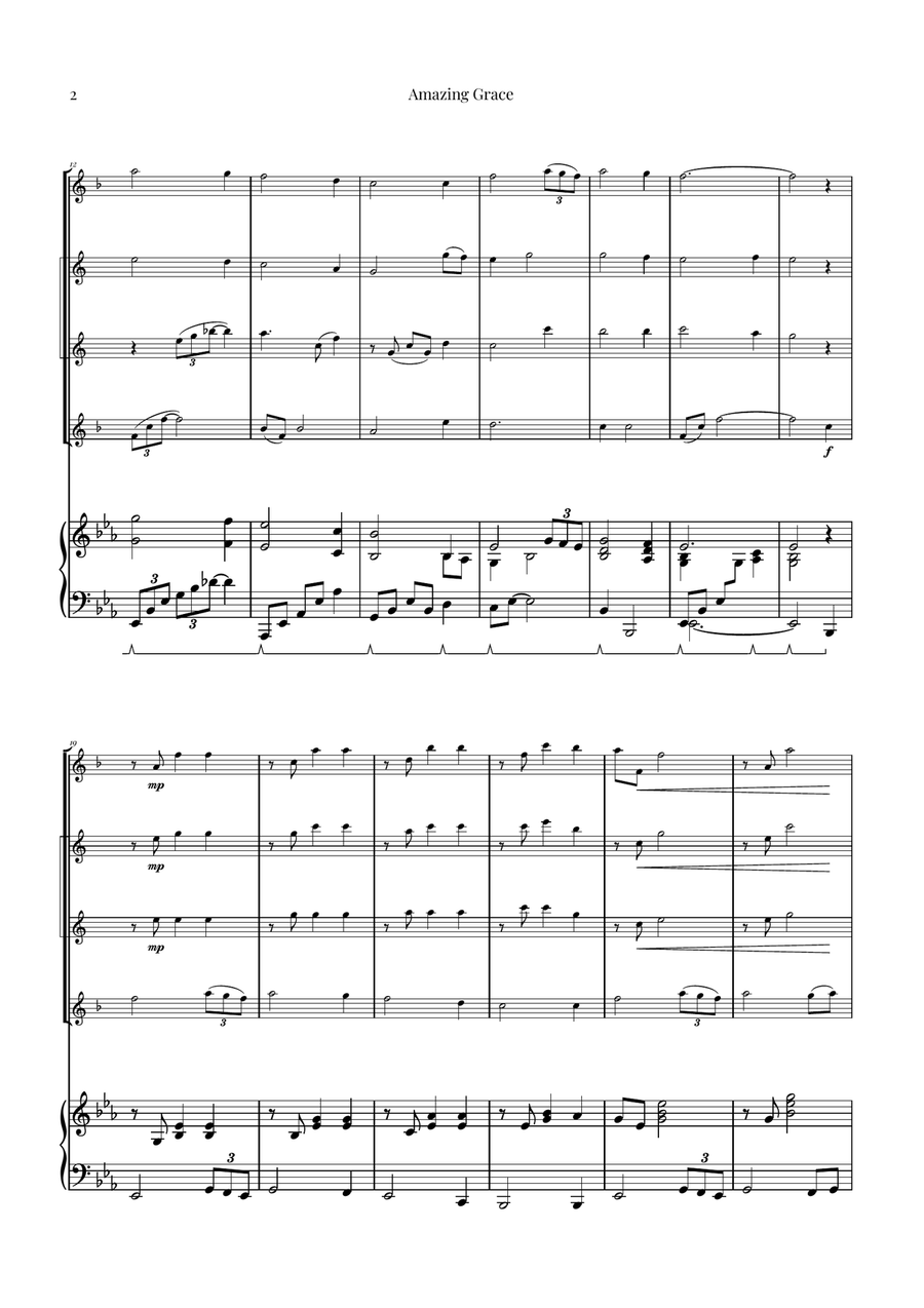 Amazing Grace Saxophone Quartet scores gallery preview page 2