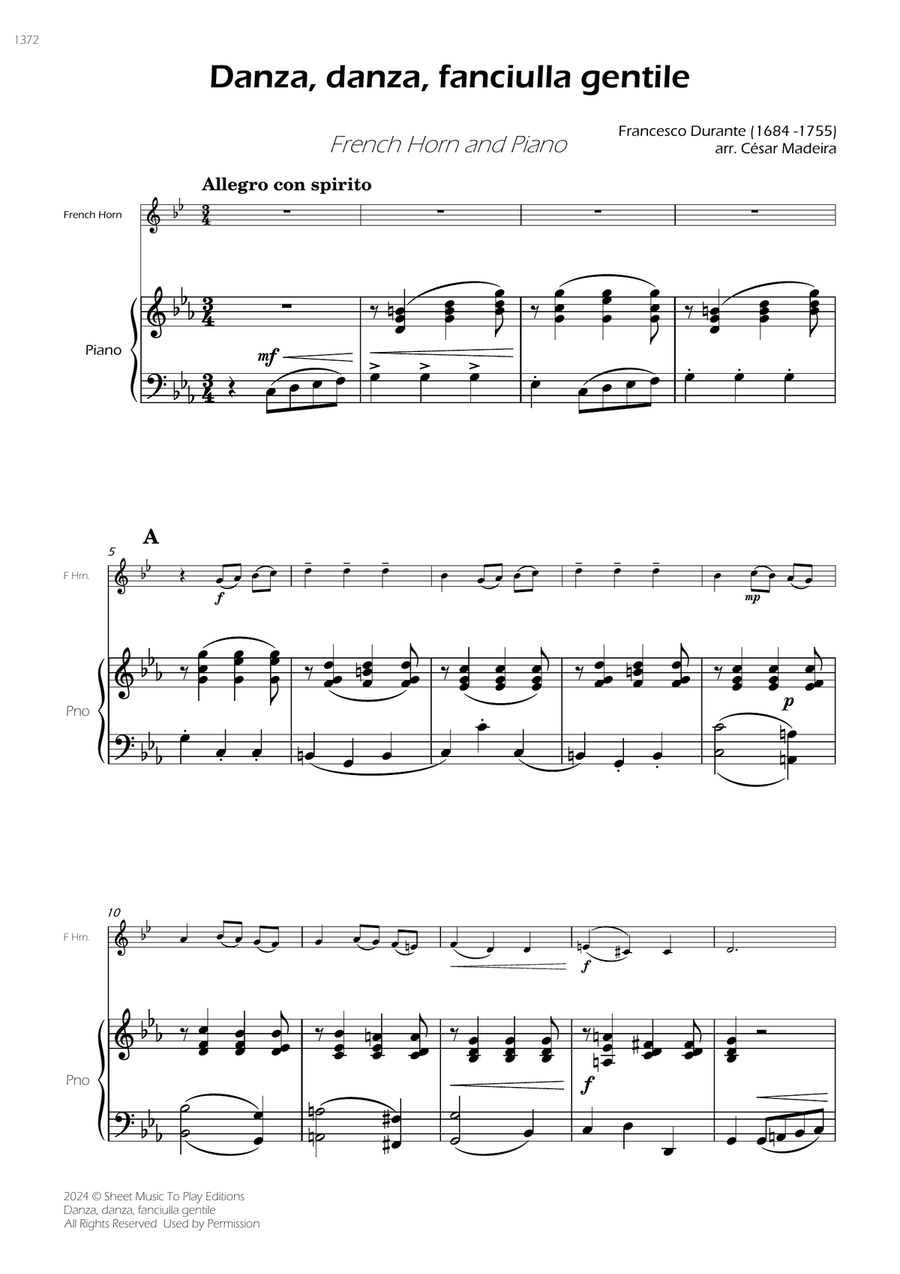 Danza, danza, fanciulla gentile - French Horn and Piano (Full Score and Parts) Piano scores gallery preview page 3